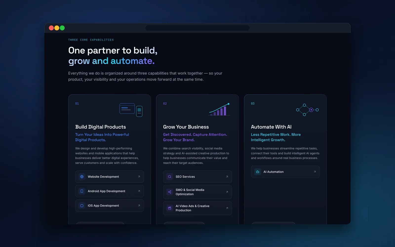 Corporate Website — Capabilities section