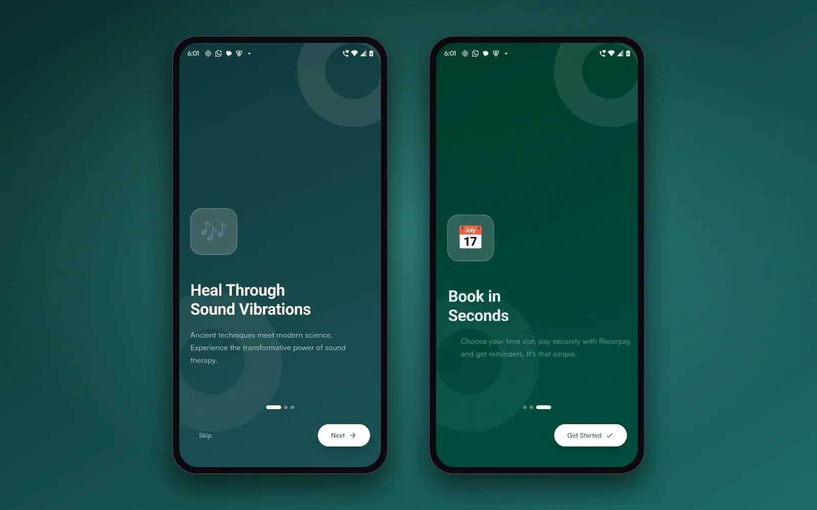 SoundTherapy Booking App (Android & iOS) — Onboarding